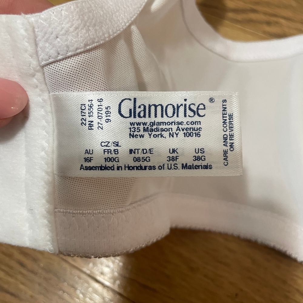 Glamorise MagicLift Full Figure Support Bra 9195 White 38G Wire-Free Bra NWT - Picture 3 of 6
